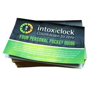 Use these refill Intoxiclock cards as giveaways to prompt participants to make better informed decisions about alcohol use.