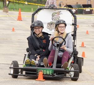 The Roadster Pedal Kart is a distracted driving simulator aiming to educate about the dangers of driving while distracted.