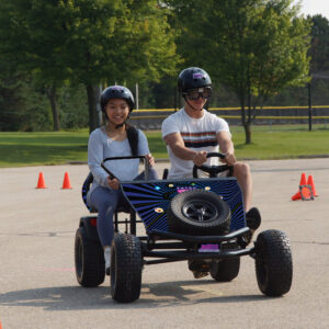Students use Fatal Vision tools during an impaired driving education activity to learn about the dangers of speeding and unsafe driving.