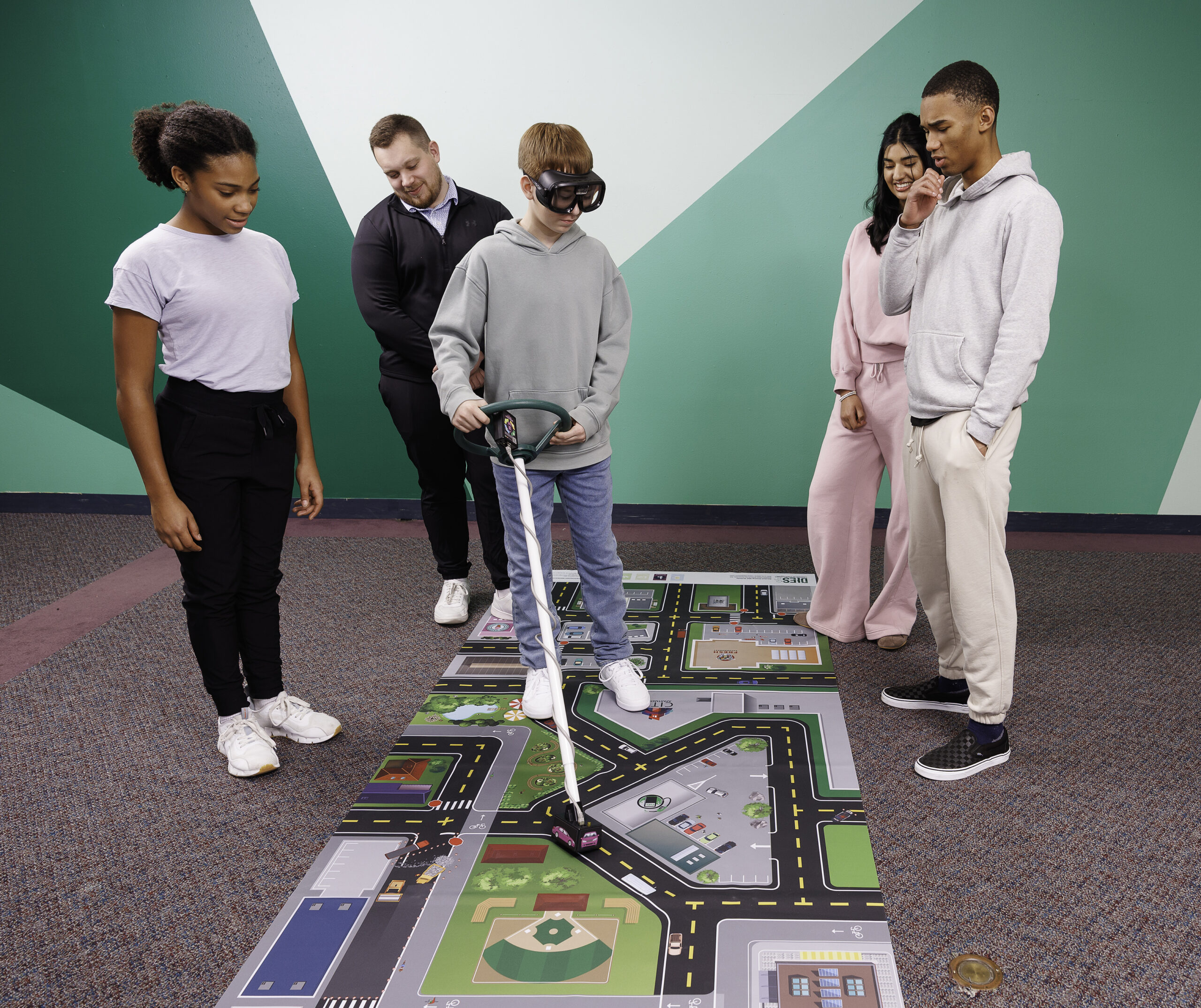 College students participating in an alcohol education activity using Fatal Vision impairment goggles